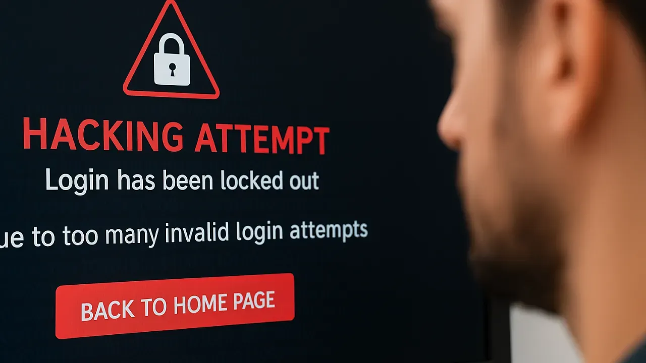 Ekran z komunikatem o zablokowanej próbie włamania